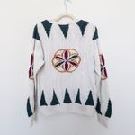 VTG St. John's Bay Womens Sweater Size M White Fall Autumn Geometric Heavy Knit Green Size M Photo 5