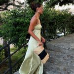 ZARA dress maxi Midi sage Lingerie light olive green satin Effect Wedding Party Coctail Photo 8