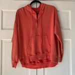 Aerie Lightweight Coral 1/4 Zip Hoodie Hooded Sweatshirt Hoody Distressed Photo 1