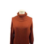 Women’s Anrabess Size Small Dark Pumpkin Turtleneck Sweater Dress Brown Photo 1