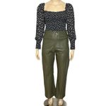 Anthropologie MAEVE x  Colette Cropped Wide Leg Faux Leather Pants, Moss, 33T Photo 10