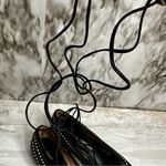 Black Lace Up Leg Wrap Gladiator Leather Ballet Flats Woven Handmade Basketweave Size 9 Photo 3