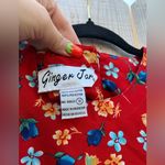 Ginger Jar 90s Floral red Shirt Short Sleeve Yellow Women's 12 blue‎ vintage Photo 3