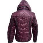 Guess Hooded Puffer Jacket Plum Purple with Black Trim Size Medium Photo 3