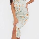 Pretty Little Thing PLT SAGE GREE FLORAL PRINT BUTTON DOWN STRAPPY MIDI DRESS Floral SILKY SEXY Photo 0