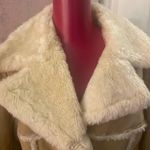 Steve Madden - Rare Genuine leather faux fur Vintage sherpa coat tan and cream M Photo 12