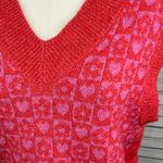 FRESHMAN (1996) Sweater Vest Hearts & Flowers Pattern Red/Pink Photo 1