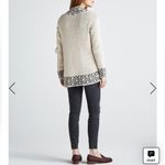 Lucky Brand  Novelty Stitch Cardigan Small‎ Cream Black Cable Knit Open Sweater Photo 5