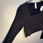 Aerie Offline by Black Ribbed Crop Medium Fitted Long Sleeve Contemporary Boho Photo 6