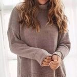 Aerie  Chenille Plush Sunset Soft Turtleneck Oversized Sweater In Olive Green Photo 0