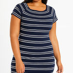 ASTR  The Label Women's Blue & White Horizontal Striped Mini Dress - Size Medium Photo 0