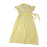 Lulus NWT Medium Italian Summer Light Yellow Linen Button-Up Short Sleeve Dress Photo 8
