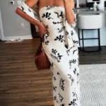 Paper Heart  Black Leaf Strapless Dress with linen Photo 1