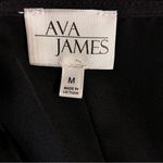 Ava James  Black Midi Dress Size Medium | Short Puff Sleeve Eyelet Detail Photo 4