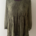 Pretty Angel Tunic Dress Size S Green Floral Lace Sheer Forest Fairy Whimsy Photo 0