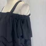 Loft Ann Taylor Embroidered Chevron Black Cold Shoulder Mini Dress Size M NWT Photo 6