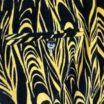 Etcetera Black Yellow Cotton Flared Abstract High Rise Velvet Funky Pants Size 6 Photo 4