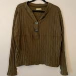We The Free The Mix Army Green Ribbed Oversized Long Sleeve Top Women's Medium Photo 0