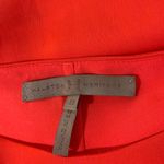 Halston Heritage  Twist Front Boat Neck Drape Short Sleeve Dress Coral Red Small Photo 7