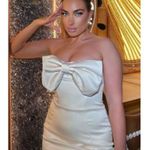 House Of CB  Ariella Satin Crystal Embellished Bow Dress in Ivory Size Small Photo 1