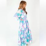 J. Marie Mia Rae Long Sleeve Tiered Maxi Dress Blue Purple Floral Size Small Photo 1