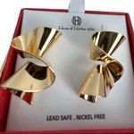 House of Harlow  1960 Gold Tone Ribbon Stud Earrings Nickel-Free New In Box Photo 0