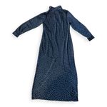Loft Womens Navy Blue Dotted Satin Midi Shirtdress Photo 3