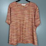 Allison Daley  Women's Orange Earth Tones Knit Top - Size XL - Textured Stripes Photo 0