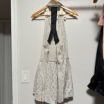 Free People  Romantics Tuxedo Halter Top Size S Collared Ruffle Metallic Photo 4