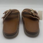 Joie  Weaver Slide Sandals Woven Braided Tan Bronze Gold Hardware Size 9.5 Summer Photo 3