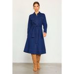 Skies Are Blue 💕💕 Long Sleeve Denim Shirt Dress ~ Dark Blue Large L NWT Photo 6