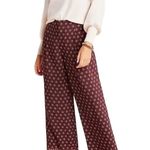 Anthropologie Marsden Wide Leg Pants Pleated Printed Loungewear Crimson Red 4 Photo 0