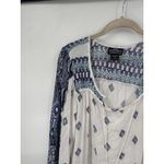 Angie Bohemian Paisley Retro Blouse Women Large White Blue Art To Wear Artsy Photo 4