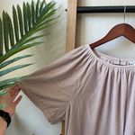 Old Navy NWT Nude Pink/Beige Crushed Velvet Pleated Short Sleeve Blouse Top Photo 2