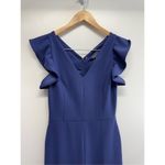 Rachael Roy Cropped Jumpsuit Womens Navy Ruffled Sleeves V Neck Blue Photo 2