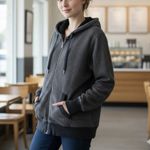 LL Bean 1912 Sweatshirt Sherpa Lined Full Zip Hoodie Pockets LARGE PETITE Gray Size undefined Photo 1