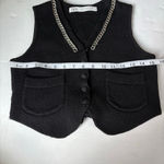 ZARA  100% wool chain link neckline knit waist coat vest black XS Photo 7