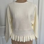 English Factory  Women’s Ruffle Edge Sweater Dolman Sleeves Round Neck Ivory Sz S Photo 1