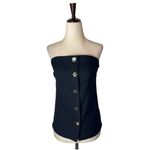 Rails Top Women Medium Black Strapless Gold Button Front Lulu Party Cocktail Photo 1