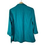 JM Collection Teal Blue Faux Suede Long Sleeve Button Down L Photo 1