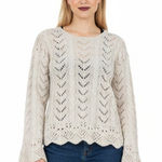 Black Swan Cream Open Knit Boho Sweater Bell Sleeves Size M NWT Photo 0