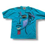 Gene Ewing BIS Vintage Teal Sequin Beaded Egypt 90s Shirt Photo 2