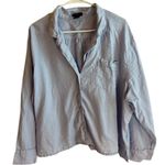 J.Crew  Light Blue Button-Up Pajama Set Long Sleeve Top And Shorts 3X Photo 2