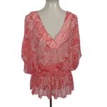 Coco Contours Silk Sheer Top Small Pink Boho Beach Coverup Festival Photo 1