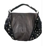 Berge NWOT Black Leather Calfhair Hobo Shoulder Bag Charms Rhinestone Italy New Photo 0