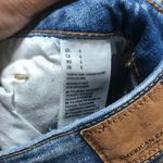 American Eagle  Outfitters AEO distressed medium blue wash high rise mini skirt Photo 4