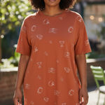 Umgee  French Terry Round Neck MVP Football T-Shirt Dress Orange Size Large Photo 0
