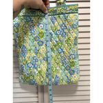 Vera Bradley  Green/Blue/White Floral Shoulder Tote‎ Bag Silver Hardware Pockets Photo 2