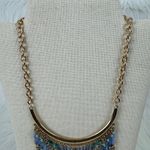 EXPRESS Women's Beaded Chandelier Adjustable Necklace Blue & Gold Photo 4