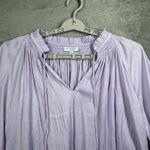 Current Air  Angelica Pleated Blouse Lilac Puff Sleeve Tie Neck Top Tunic Medium Photo 3